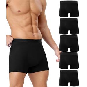 YESWEL Incontinence Underwear for Men, 150ML Absorbency Washable Reusable Cotton Heavy Flow Bladder Leak Proof Boxer Briefs (Black, Large)