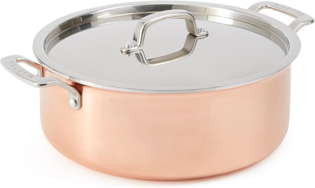 Martha by Martha Stewart 6-Quart Stainless Steel Shallow Stock Pot w/Lid - Copper Exterior/Satin Interior (6 Quarts)