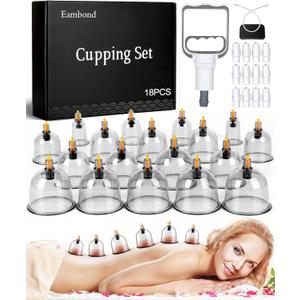 Cupping Kit, Cupping Therapy Sets Massage Back, Pain Relief, Physical Therapy, Chinese Muscle Cupping Tool with Pump & Vacuum Silicone Cups for Cellulite Reduction at Home (18 Cups+12 Magnets+1 Extension Tube+1 Hand Pump)