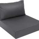 AAAAAcessories Outdoor Deep Seat Cushions, Waterproof, Fade-Resistant Patio Furniture Replacement Cushions, 23.5" x 25.5" x 5" + 23.5" x 13.5", Dark Gray