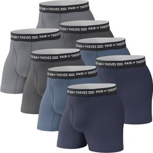 Pair of Thieves Soft Cotton Boxer Briefs for Men Pack (8 Pack) - Tagless Underwear for Men Pack (XX-Large, Blue/Grey)