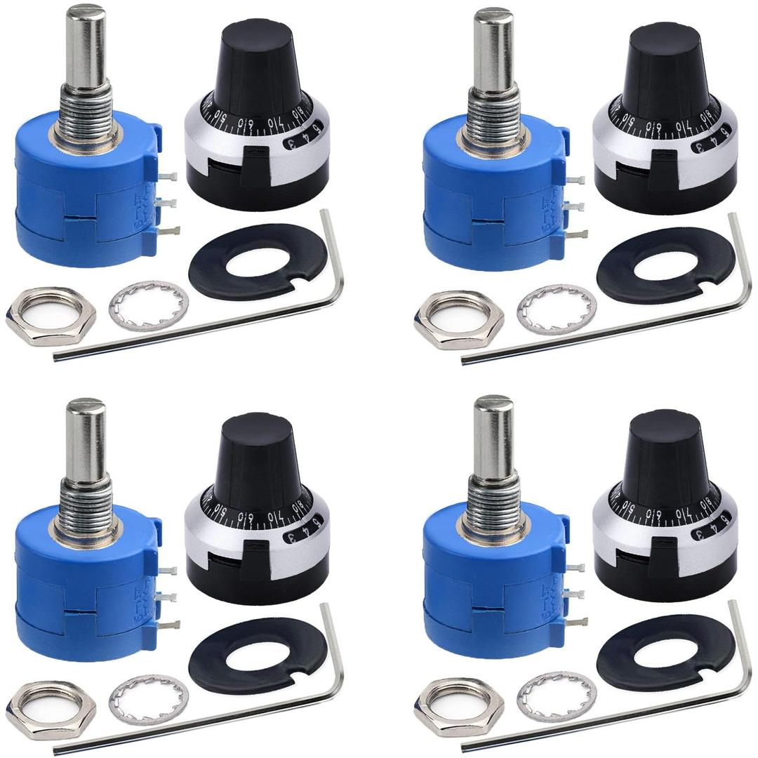4pcs 3590S-2-103L 10K ohm Rotary Potentiometer 10-Turn Wire Wound Precision Multi Turn Wirewound Potentiometer