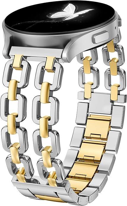 MioHHR Slim Metal Band Compatible with Apple Watch Band 42mm(Series 11 10) 41mm(Series 9 8 7) 40mm(Series 6 5 4 SE3/2/1) 38mm(Series 3 2 1),Stainless Steel iWatch Bands for Women,Silver/Gold