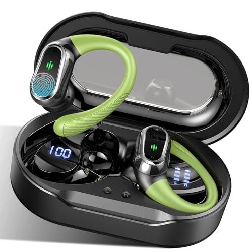 Wireless Earbuds, 2025 Bluetooth 5.4 Headphones Sport, Bluetooth Earbuds with ENC Noise Canceling Mic, 50H Stereo Wireless Headphones IP7 Waterproof with Ear hooks, Dual LED Display for Workout/Running