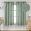 OVZME Green Curtains 63 Inch Length 2 Panels, Faux Linen Textured Semi Light Filtering Drapes, Soft Airy Farmhouse Slub Window Curtains for Living Room Bedroom, Each 40x63 Inches, Green
