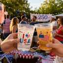 50 Pcs 250 Anniversary USA Cups, 12 oz Patriotic Disposable Plastic Cups