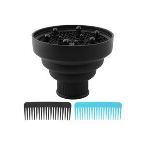 Universal Foldable Hair Dryer Diffuser, Travel Hair Dryer Diffuser Attachment with Comb, Portable Hairs Diffusers Blow Dryers Attachment for Natural Thick Hairs(Black)