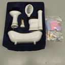 1:12 Dollhouse Miniature Porcelain Bathroom Set 5Pcs White Ceramic Toilet Basin Bathtub Mirror Miniature Furniture with 15Pcs Doll Accessories Comb,Bathball,Water Cup,Toothbrush Toothpaste