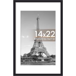 upsimples 14x22 Picture Frame, Display Pictures 11x17 with Mat or 14 x 22 Without, Wall Hanging Newspaper Frames, Black, 1 Pack