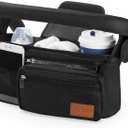 Momcozy Universal Stroller Organizer with Insulated Cup Holder Detachable Phone Bag & Shoulder Strap, Fits for Stroller like Uppababy, Baby Jogger, Britax, BOB, Umbrella and Pet Stroller (Black)