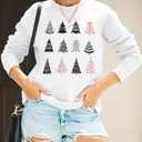 ASTANFY Christmas Sweatshirt Womens Christmas Tree Sweatshirts Xmas Lightweight Pullover (White, XXL)