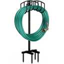 Winpull Garden Hose Holder Detachable Heavy Duty Metal Water Hose Hanger, Freestanding Hose Storage Stand Rack for Outside (Black)