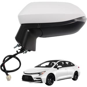 Marretoo for Toyota Corolla 2020 2021 2022 2023 2024 Side Mirror Assembly Driver Side WHITE 6 Pins for Toyota Corolla Accessories |POWER+Turn Signal +HEAT Replaces TO1320394(LH)