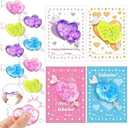 24 Pack Valentines Squishes Heart Stress Balls with Cards Bulk, Cute Valentines Day Classroom Gifts for Kids Class Exchange Rewards Prizes Party Favor Supplies, School Stress Relief Squeeze Toys