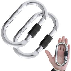 Oak-Sports Steel Carabiner Clips, Climbing Carabiner (25kn=5600lbs), Heavy Duty Carabiner Clip, Multipurpose for Rigging, Ropes, Hammocks, Each Weighs 0.36LB (2 Pack)