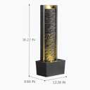 Outdoor Floor Standing Water Fountain with LED Lights, 36-Inch Modern Rectangular Cascading Waterfall Feature for Garden, Patio, Backyard, Deck & Home Decor, Durable Resin Stone-Look Finish