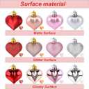 2 x 36 Pcs Valentines Heart Shaped Ornaments Valentine Heart Decorations Pink Red Silver Rose Gold Heart Ornaments for Romantic Christmas Wedding Anniversary Valentines Tree Hanging Decorations