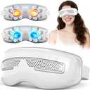 Eye Massager with Heat and Cooling, Integrated Smart Mask with Nose Rest and Soft Silicone Massage head, 4 Massage Modes for Migraines, Dry Eye, Dark Circles, Bluetooth Music, Gift for Women (White)