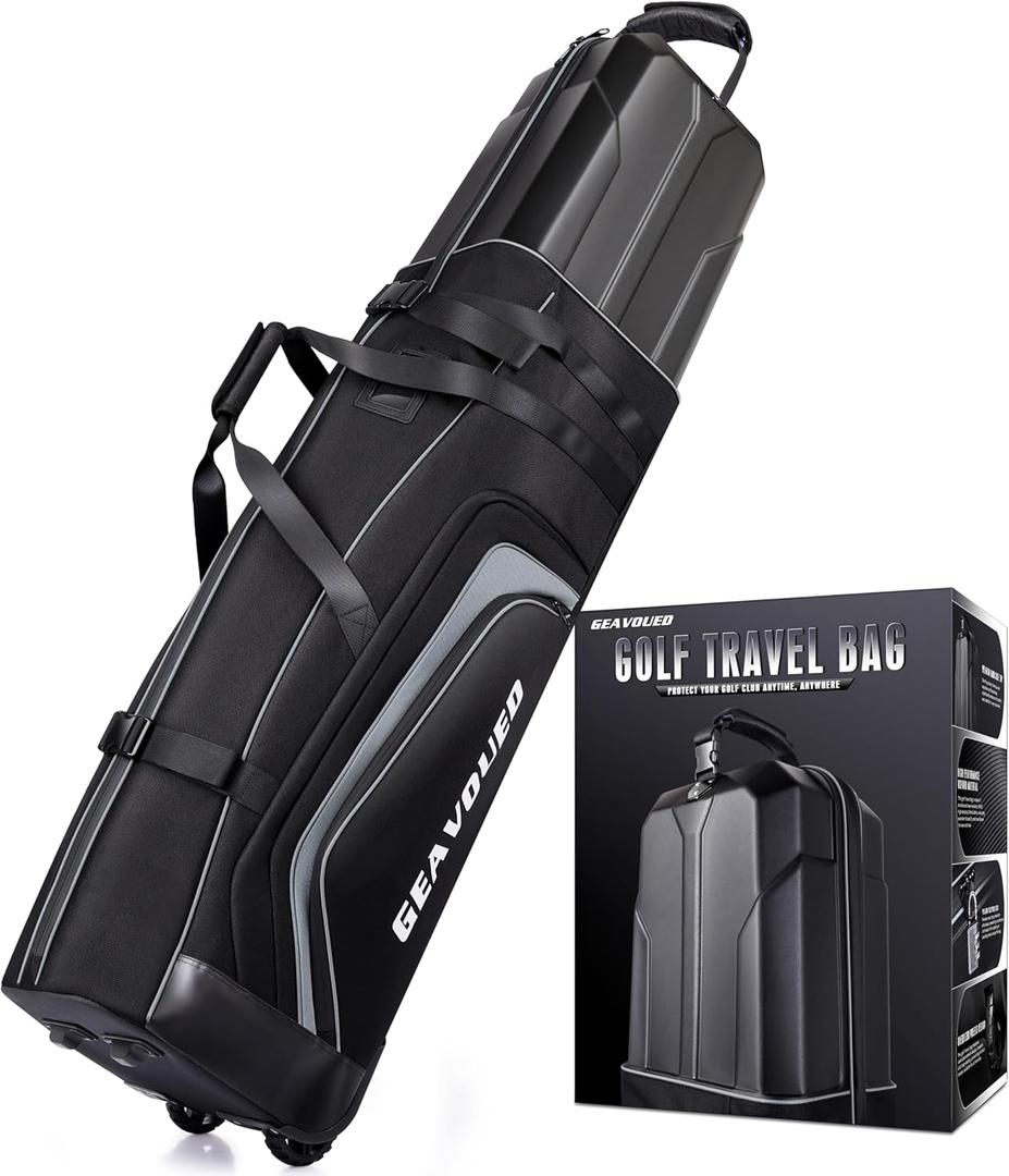 Golf Travel Bag with Hard Case Top and Wheels Premium Oxford Fabric, Golf Travel Bags for Airlines Protect Your Club for Safe Transport (Grey)