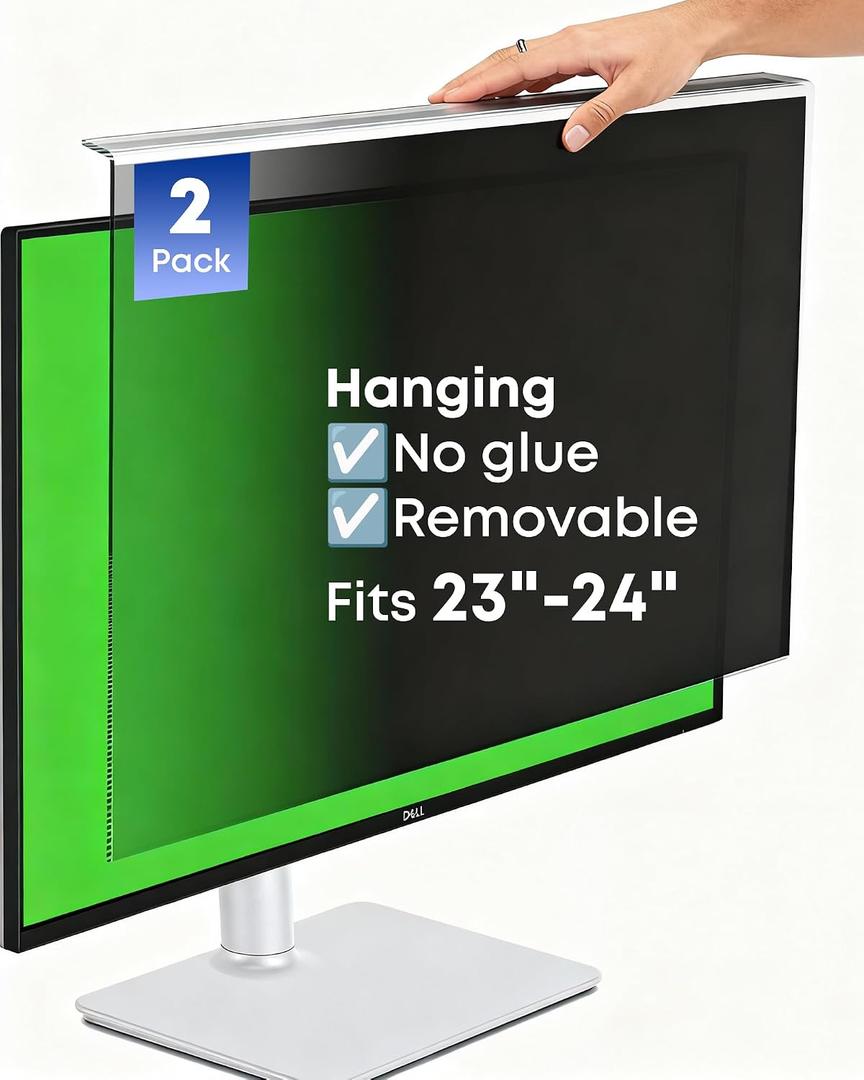 2-Pack Hanging Privacy Screen Protector for 23-24" Monitors, Removable & No Installation Required, 30 Privacy Filter, Effectively Blocks High-Energy 460nm Blue Light Dual Protection for Information Security & Eye Health (24"-16:9 (21.54"x12.60"))