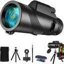 80X100 Monocular Telescope High Power with Smartphone Holder & Tripod, High Definition Larger Vision Monocular for Adults for Bird Watching Hiking Camping
