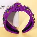 Mardi Gras Headband Accessories for Women Beaded NOLA Fleur De Lis Crown Mask Headband Jeweled Crystal Knotted Hairband Fat Tuesday Carnival Parade Mardi Gras Hair Accessories Outfits (Fleur De Lis 3)