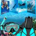 Ubekezele Snorkeling Gear for Adults Men Women,4 in 1 Snorkel Set with Panoramic View Diving Mask Anti-Fog Anti-Leak,Dry Top Snorkel,Fins and Travel Bag for Swimming,Snorkeling and Travel Diving