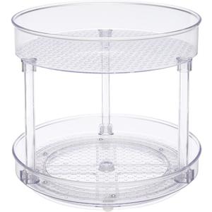 Amazon Basics Lazy Susan Turntable Organizer for Spices and Condiments, 9" Diameter, 2 Tier, Clear