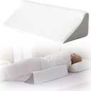 Bedluxe Wedge Pillow for Side Sleeping, Comfort Foam Back Pillow for Side Sleeper, Bed Wedges & Body Positioners for After Surgery, Pregnancy Support, Back Pain, Preventing Bedsores, White/Grey, 23*10*6 Inch