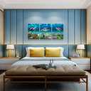 AHUASJART Canvas Wall Art for Living Room Large Size Wall decor for Bedroom Modern Bathroom Wall Decoration blue Ocean Painting Sea Turtle Pictures Ready to Hang Office Artwork 20" x 28" 3 Piece