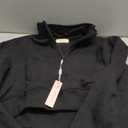 QINSEN Womens Half Zip Crop Sweatshirt High Neck Long Sleeve Pullover Cropped Top (Large, Black)