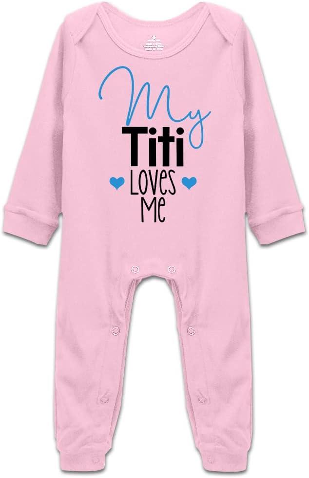 My Titi Loves Me Onesie Baby Clothes Toddler Rompers Bodysuit Short Sleeve/Sleeveless/Long Sleeve (Pink)