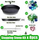 Handprint Stepping Stone DIY Kit - Reusable 11.8 Inch Round Concrete Molds+ Steel Carving Sticks+ Mosaics & Crystal Heart for Hand/Foot Print, Footprint Craft Witness of Special Time/None Cement