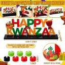 Rossesay Happy Kwanzaa Flameless Tea Light Candle Stand Table Happy Kwanzaa Centerpiece Decoration with Lighted Table Candle Holder Decoration Return Gifts for Festival Holiday