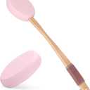AmazerBath Lotion Applicator for Back, Feet, 2 Replacement Pads with 17" Curved Handle, Back Sunscreen Applicator for Kids, Elderly, Women, Apply Cream Medicine Moisturizer Tanner, Pink
