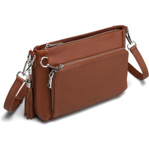 Befen Anti Theft Genuine Leather Crossbody Bags for Women Handbags and Shoulder Basg with Built in Wallet RFID Leather Purse (Brown)