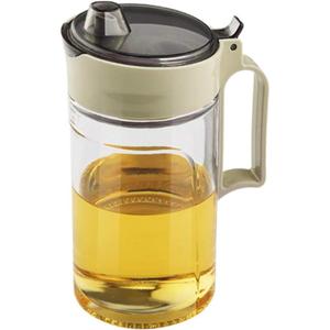 TENTA KITCHEN Oil Dispenser Vinegar Dispenser Maple Syrup Dispenser Glass Bottle Cruet No Drip Plastic Bottle Spout with Protective Cap Drip Free Pour Spout Restarant 22Oz (Beige 1PC)