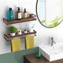 Meangood Floating Shelves Wall Mounted Set of 2, Rustic Wood Wall Storage Shelves for Bedroom,Living Room,Bathroom, Kitchen Rustic Brown