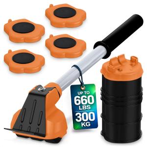 Furniture Jack Lifter Tool  Lifters for Heavy Furniture for Heavy Items, Lifter Tool & Appliance Slider Combo for Sofas, Tables & More  Up to 660 Lbs, Adjustable 0.68.5 for Easy Home Moving (Orange)