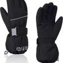 American Trends Kids Waterproof Winter Gloves Warm Snow Gloves Boys Girls Ski Gloves Toddler Mittens Windproof (S (3-6 years old), Black)