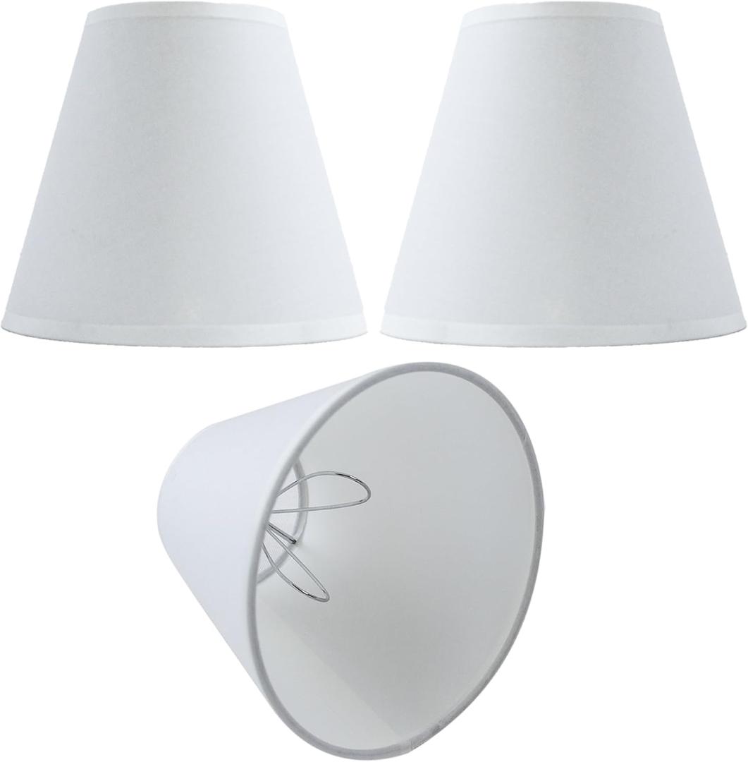 Small Lamp Shade Chandelier Shades Set of 3Fabric Lampshade for Wall LampChandelier ShadesSmall Table LampsFor Cutting Edge Bulbs, Clip-on Fitter Lampshade3" X 6" X 5" (white)
