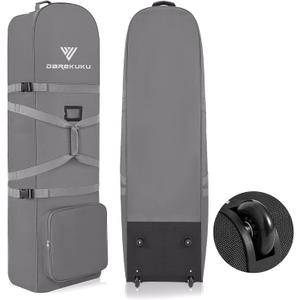 Golf Travel Bags for Airlines with Adjustable Support Rod and Detachable Shoulder Straps, Soft Foldable Golf Club Travel Covers, 900D Heavy Duty Oxford -Universal Size (Grey)