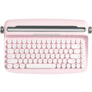 YUNZII ACTTO B303 Wireless Typewriter Keyboard, Bluetooth Connection, Cute Retro Aesthetic Design with Integrated Stand for Tablet, Phone, PC and Win/Mac/Android(B303, Baby Pink)