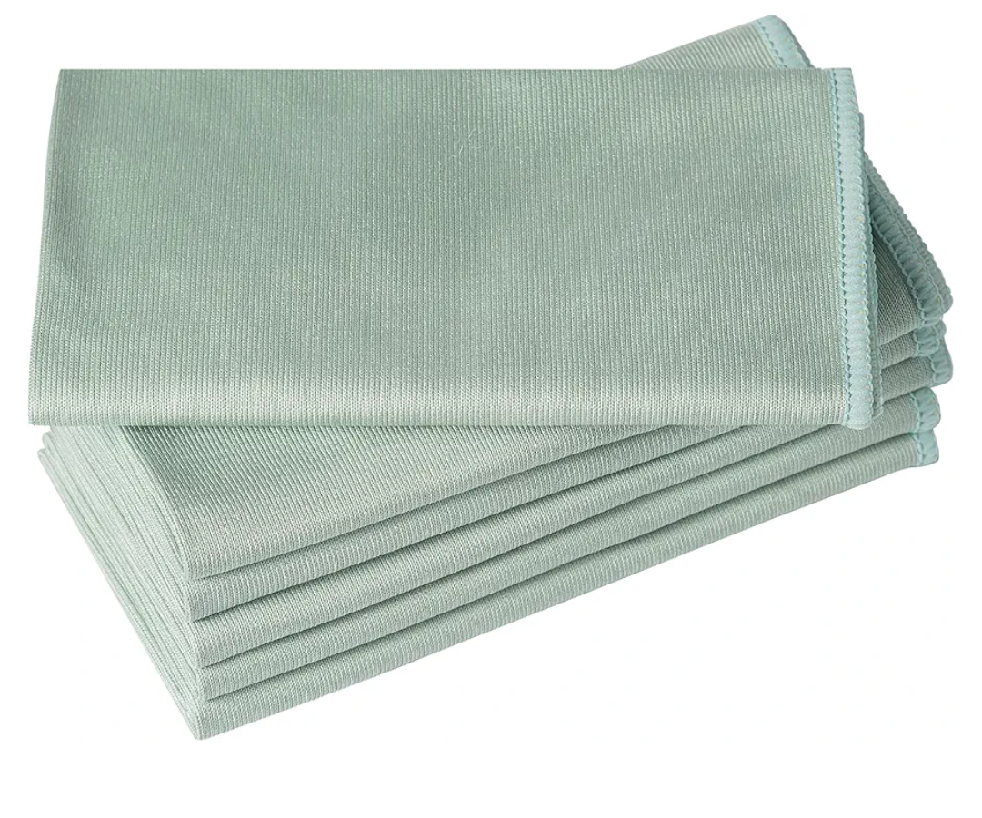10 Pack Microfiber Glass Cleaning Cloth, 16 Inch X 16 Inch, Lint Free Quickly Clean Window, Glasses, Windshields, Mirrors, and Stainless Steel, Green
