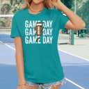 Football Mama Shirts Women Game Day Football Mom T Shirt Season Sports Mom Shirt Short Sleeve Sunday Tee Tops (Small, Cyanblue)