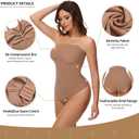 Women's Strapless Shapewear Bodysuit Seamless Tummy Control Triangle Body Shaper Removable Straps Summer Tube Tops (Beige, S)