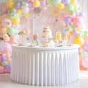 Wish Care White Tulle Tablecloth 72 Inch Spandex Elastic Round Table Cloths Ruffle Tutu Tulle Skirt 6ft Wrinkle Free Stretch Fitted Round Table Cover for Wedding Birthday Party Banquet Cake Events