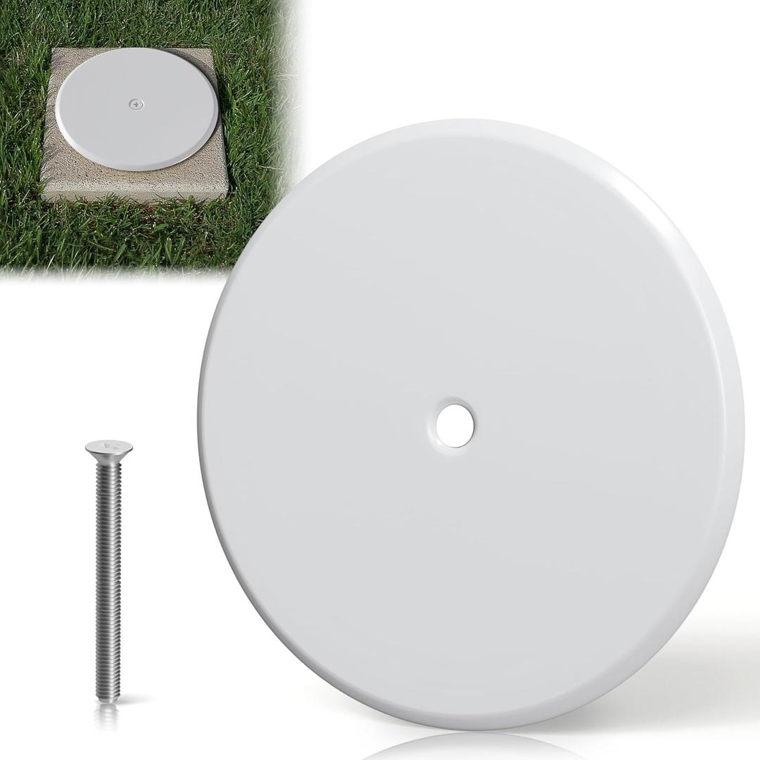 7Inch Clean Out Cover Plate, Cleanout Cover Plate for Clean Plug Access Hole, Round Decorative Cleanout Cover Access Plate for Rear Deck Drain and Hidden Open Gutter (White,1 Pcs