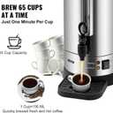 VEVOR Commercial Coffee Urn, 65Cups/9.75L Stainless Steel Large Coffee Dispenser, 1500 W 110 V Electric Coffee Maker Urn For Quick Brewing, Hot Water Urn with Water Gauge for Easy Viewing
