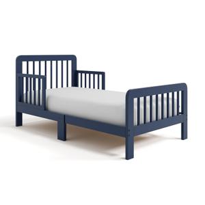 Storkcraft Pasadena Toddler Bed (Midnight Blue) - GREENGUARD Gold Certified, 100% Solid Wood, Fits Standard Crib Mattress, Toddler Rails Included, Complete Design with Headboard & Footboard